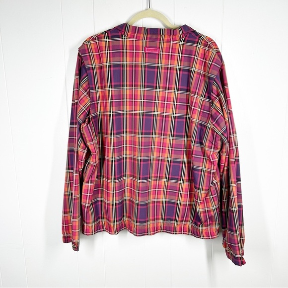 Liz Golf Pink Plaid Long Sleeve Quarter Zip Pullover Jacket Extra Large - Picture 2 of 10